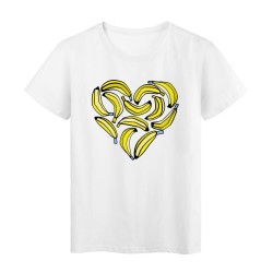 T-Shirt blanc Design cœur de bananes