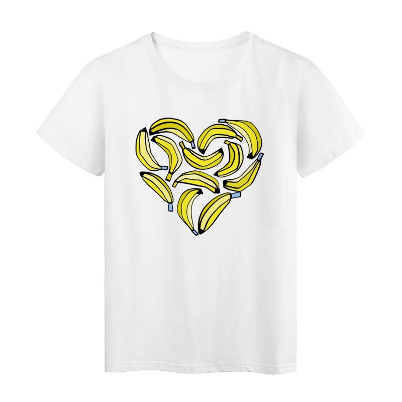 T-Shirt blanc Design cœur de bananes