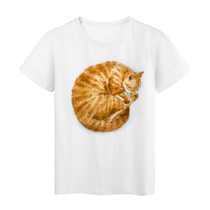 T-Shirt blanc Design animal chat