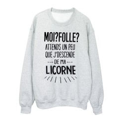 Sweat-Shirt moi? folle? attends un peu que j'descende de ma licorne