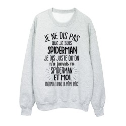 Sweat-Shirt citation humour On n'a jamais vu spiderman et moi dans la même pièce