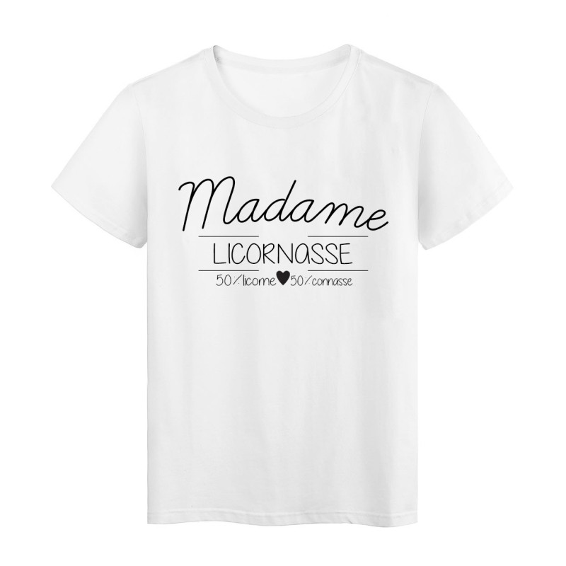 T-Shirt imprimé humour design Madame Licornasse 50/ licorne 50/connasse