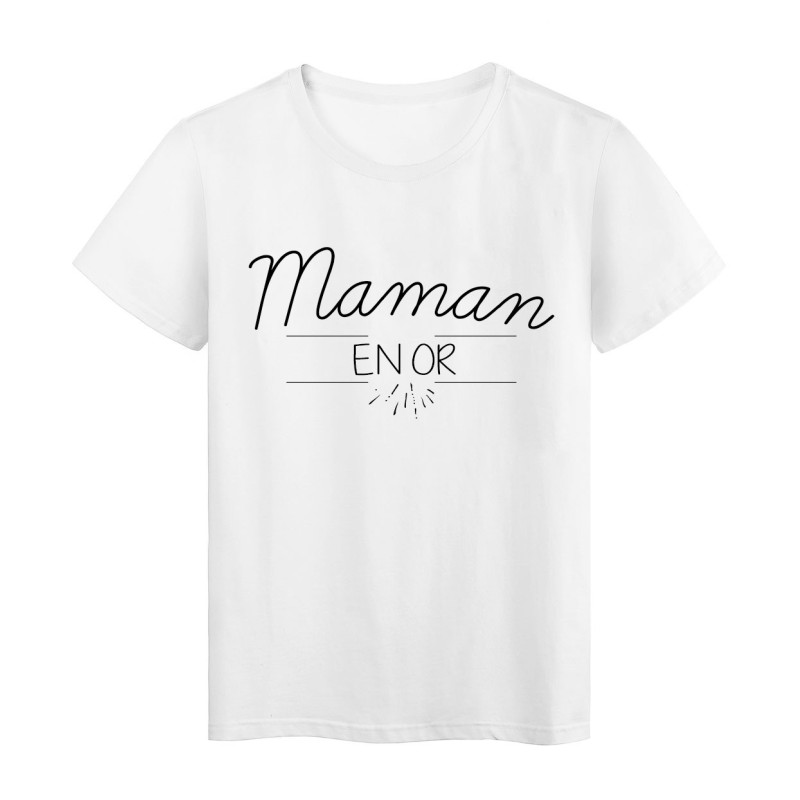 T-Shirt imprimé Citation Maman en Or