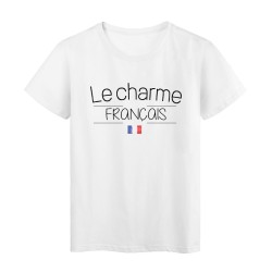 T-Shirt imprimé humour Citation Le charme Français