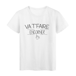T-Shirt imprimé humour Citation VA T'FAIRE ENCORNER