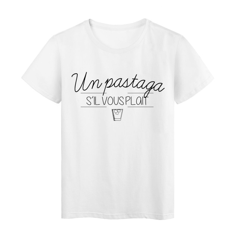 T-Shirt imprimé humour Citation Un pastaga s'il vous plait