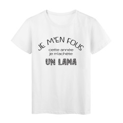 T-Shirt imprimé citation Je m'en fou je m'achete un Lama