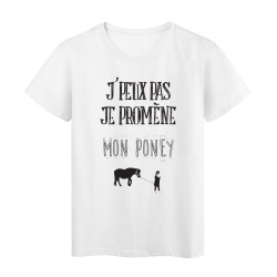 T-Shirt imprimé citation j'peux pas je promene mon poney