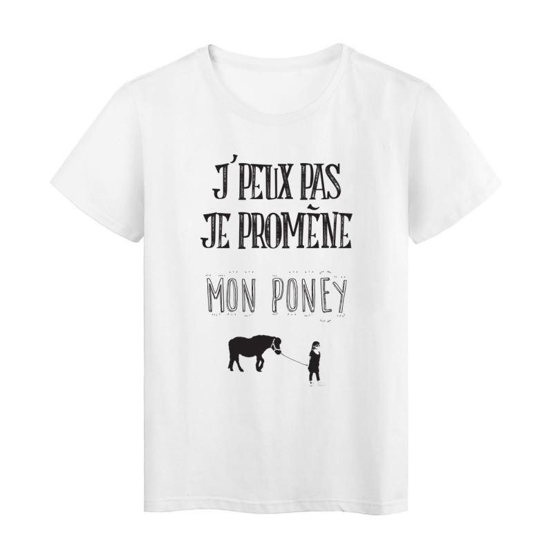 T-Shirt imprimé citation j'peux pas je promene mon poney