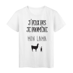 T-Shirt imprimé citation j'peux pas je promene mon lama