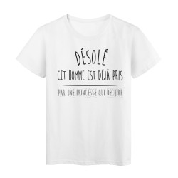 T-Shirt imprimé citation humour désolé cette homme est deja pris 