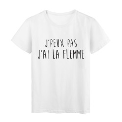 T-Shirt imprimé citation j'peux pas j'ai la flemme 