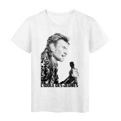 T-Shirt imprimé caricature johnny hallyday