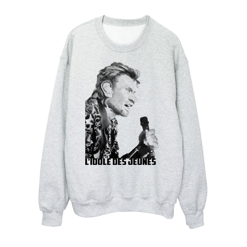 Sweat shirt imprimé caricature johnny hallyday 
