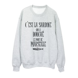 Sweat shirt imprimé citation Marseillaise c'est la sardine qui a bouché le port 