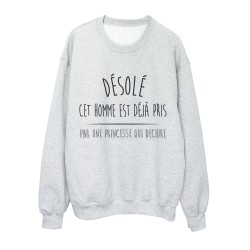 Sweat shirt imprimé citation humour désolé cette homme est deja pris 