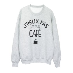 Sweat shirt imprimé citation j'peux pas j'ai pause café