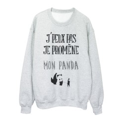 Sweat shirt imprimé citation j'peux pas je promene mon panda 