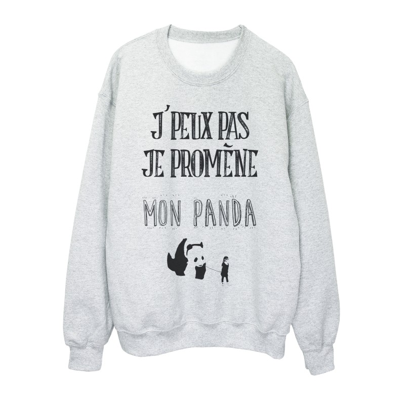 Sweat shirt imprimé citation j'peux pas je promene mon panda 