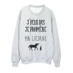 Sweat Shirt imprimé citation j'peux pas je promene mon poney