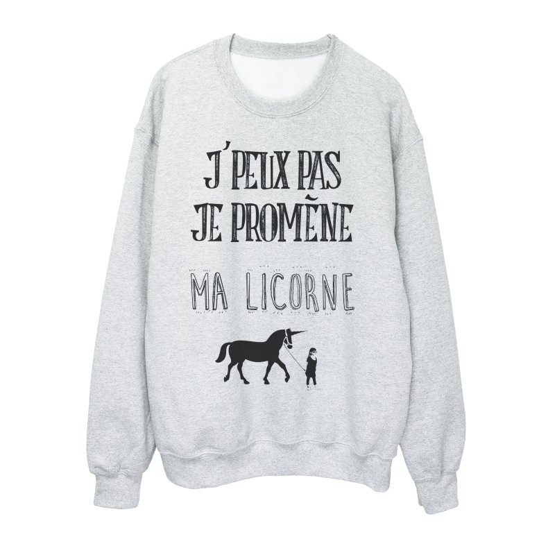 Sweat Shirt imprimé citation j'peux pas je promene mon poney