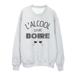 Sweat shirt imprimé citation humour l'alcool ca fait boire
