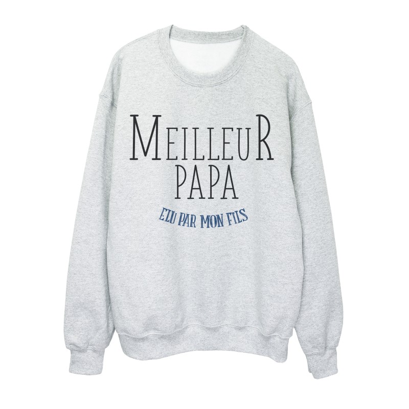 Sweat shirt imprimé Fete des peres meilleur papa elu par mon fils 
