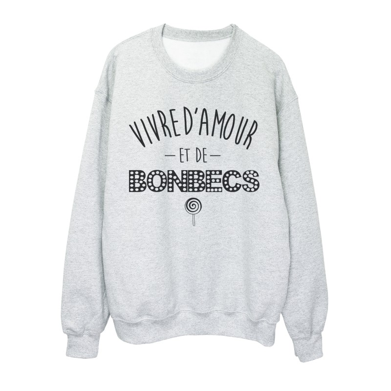 Sweat shirt imprimé  vivre d'amour et de bombecs