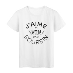 T-Shirt imprimé citation humour j'aime le vin et le boursin