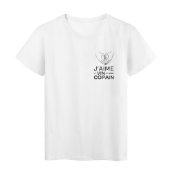T-Shirt imprimé citation humour j'aime le vin et mon copain
