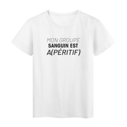 T-Shirt imprimé citation humour mon groupe sanguin A(peritif)