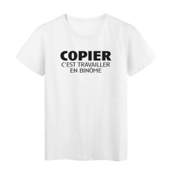 T-Shirt imprimé citation humour copier c'est travailler en binome