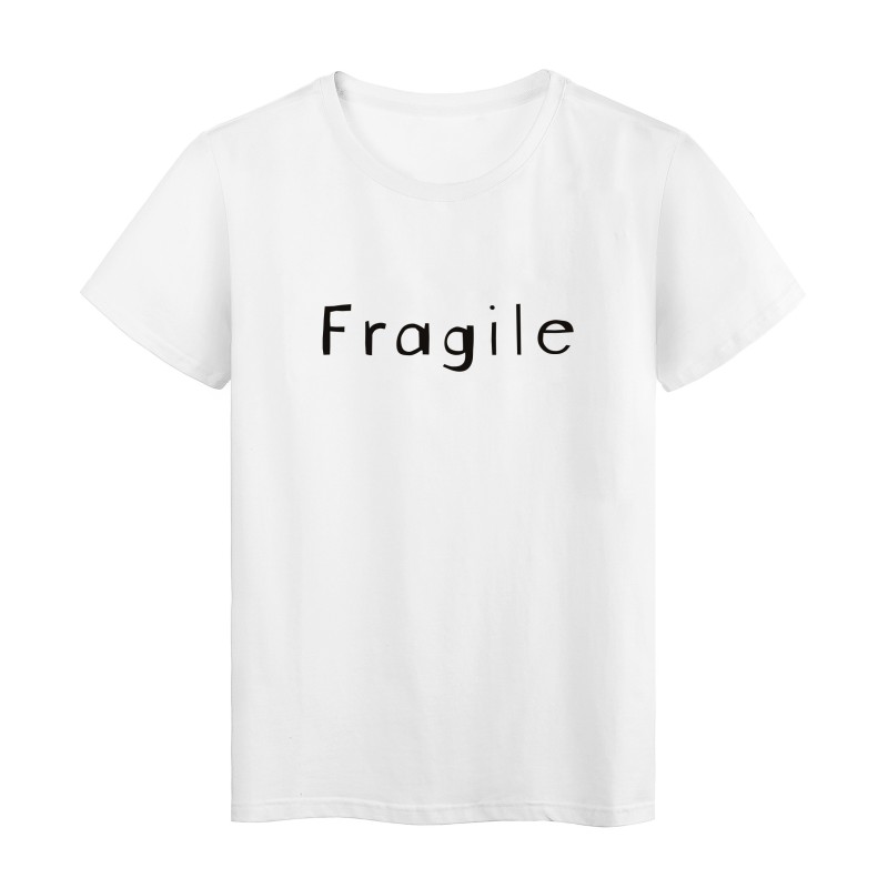 T-Shirt imprimé citation humour fragile