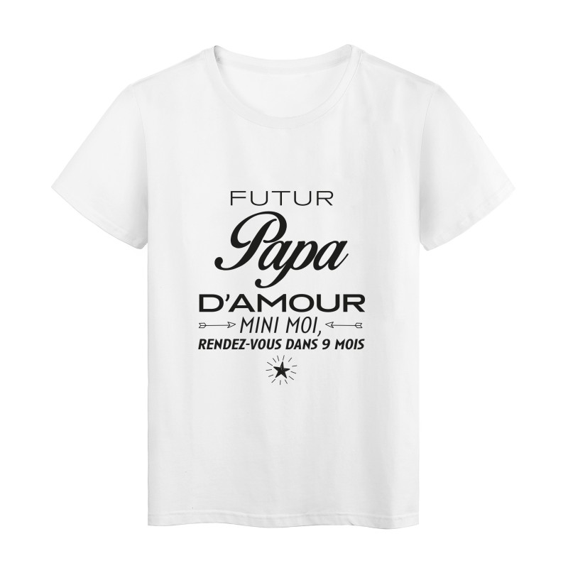 T-Shirt imprimé citation humour futur papa d'amour