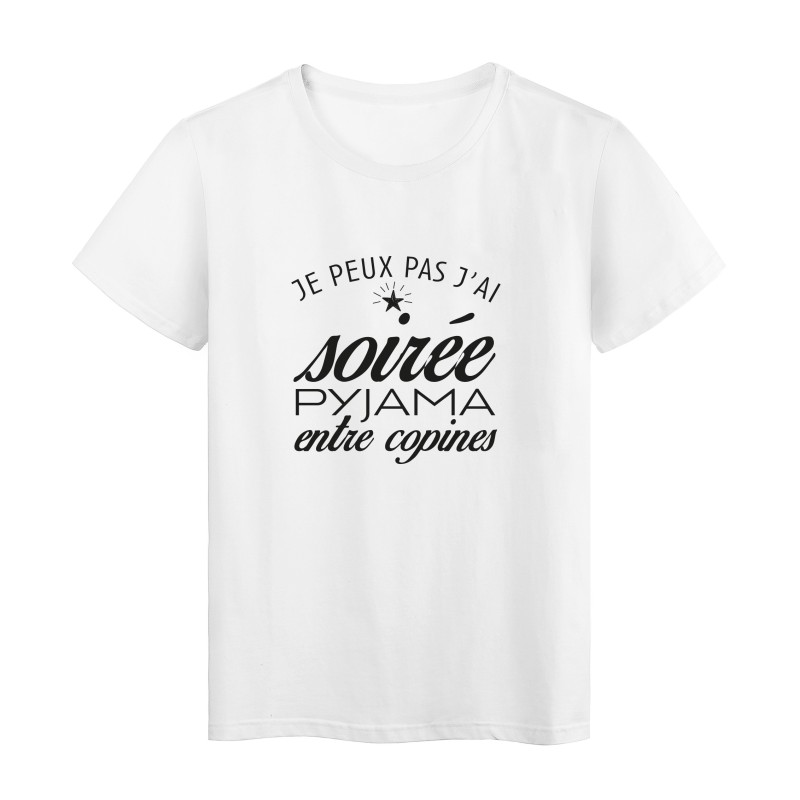 T-Shirt imprimé citation humour je peux pas j'ai soirée pyjama