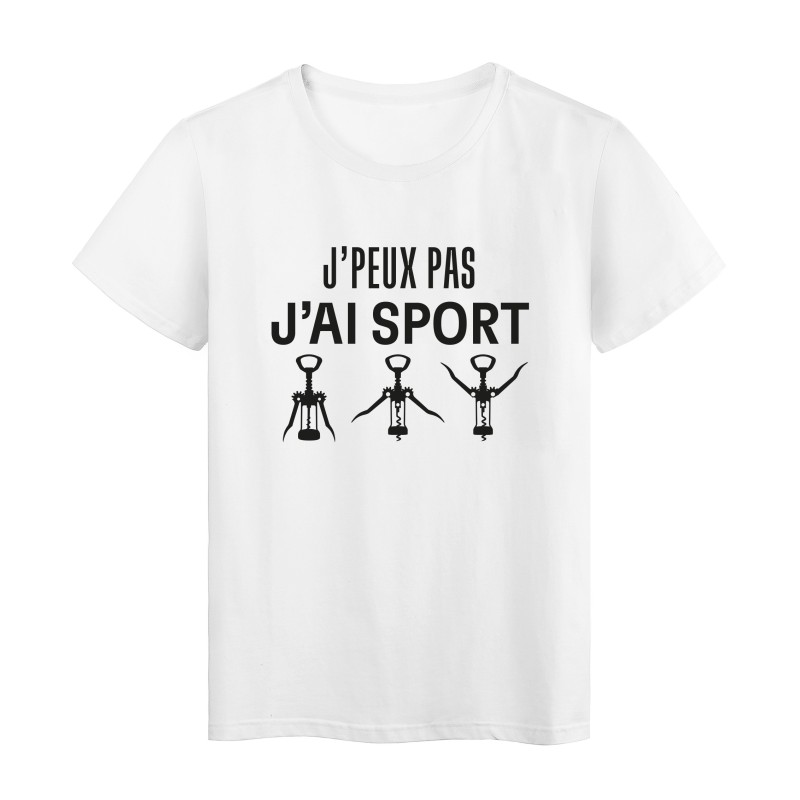 T-Shirt imprimé citation humour j'peux pas j'ai sport 
