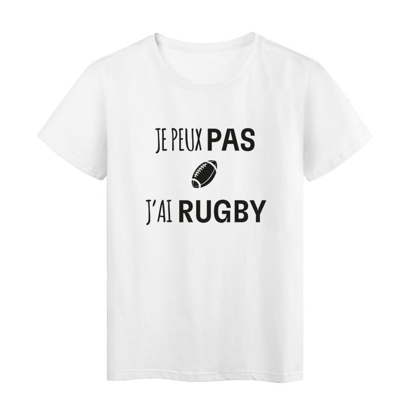 T-Shirt imprimé citation humour je peux pas j'ai rugby