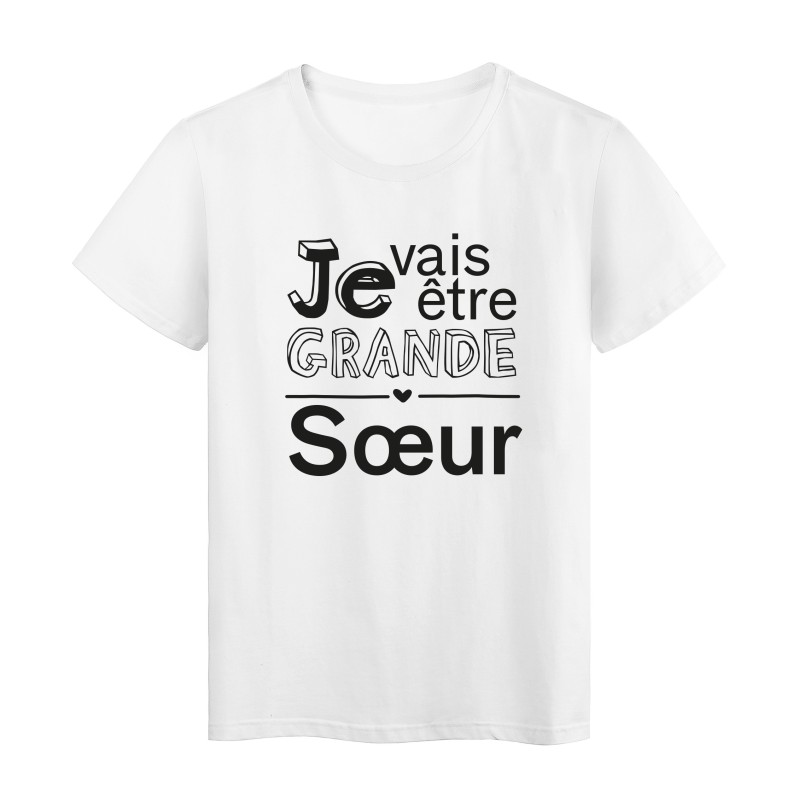 T-Shirt imprimé citation je vais etre grande soeur