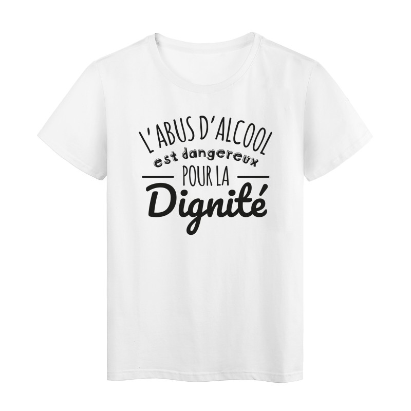 T-Shirt imprimé citation humour l'abus d'alcool est dangereux pour la dignité