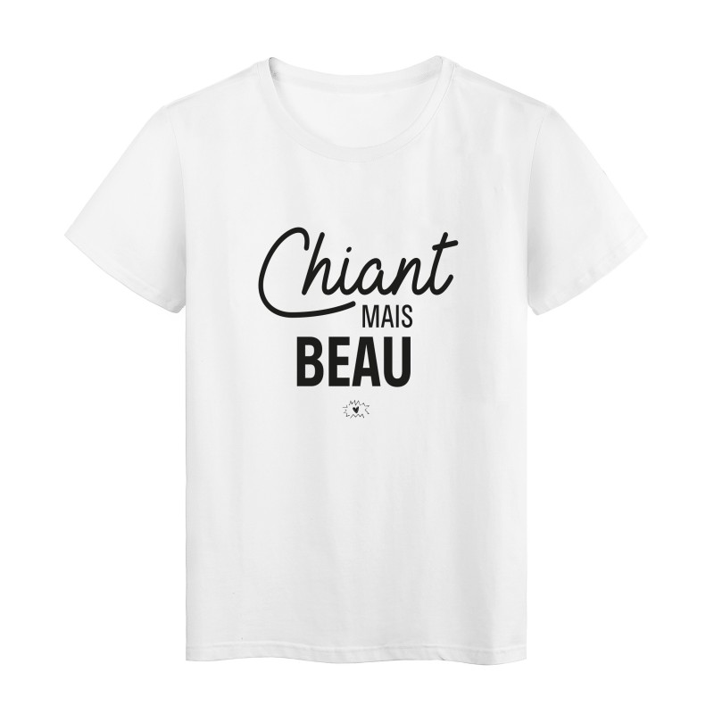 T-Shirt imprimé citation humour chiant mais beau