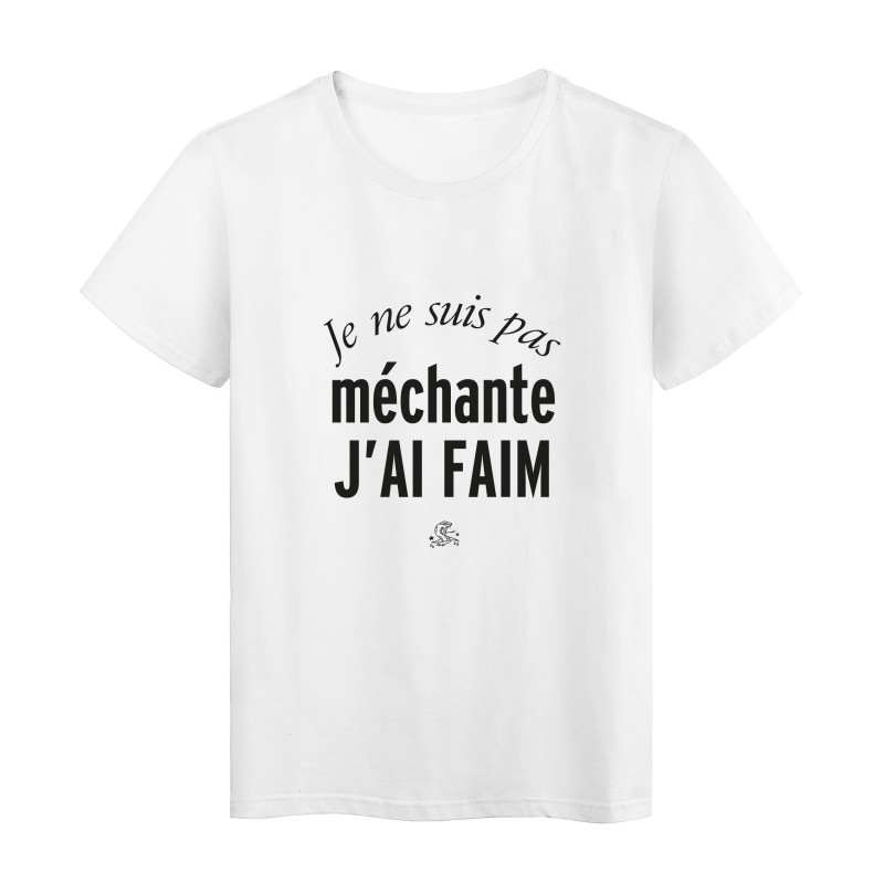 T-Shirt imprimé citation humour je ne suis pas méchante j'ai faim