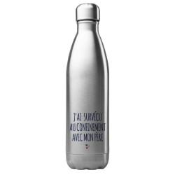 Bouteille gourde isotherme en acier inoxydable 500 ml j'ai survécu au confinement avec ma pere