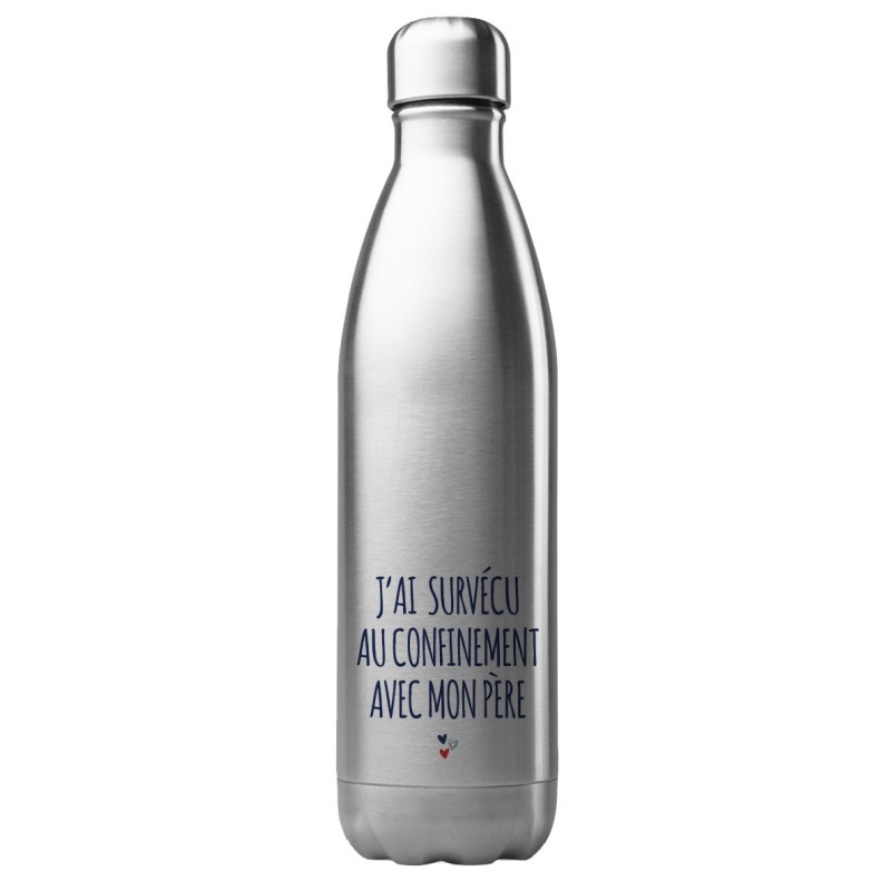 Bouteille gourde isotherme en acier inoxydable 500 ml j'ai survécu au confinement avec ma pere