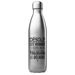 Bouteille gourde isotherme acier inox 500 ml imprimé citation cet homme est deja pris par une Lilloise qui déchire