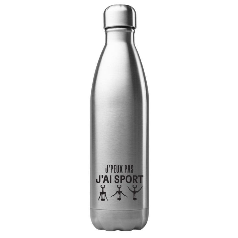 Bouteille gourde isotherme acier inox 500 ml imprimé citation J'peux pas j'ai sport