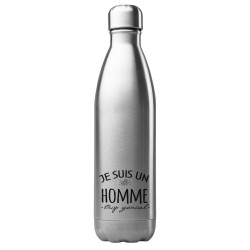Bouteille gourde isotherme acier inox 500 ml imprimé citation Je suis un homme trop génial