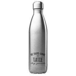 Bouteille gourde isotherme acier inox 500 ml imprimé citation Je suis une tatie trop géniale