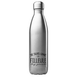 Bouteille gourde isotherme acier inox 500 ml imprimé citation Je suis une filleule trop géniale