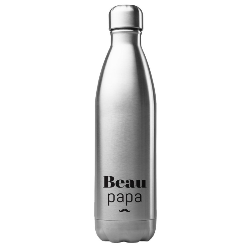 Bouteille gourde isotherme acier inox 500 ml imprimé citation Beau papa