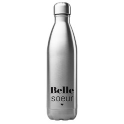 Bouteille gourde isotherme acier inox 500 ml imprimé citation Belle soeur